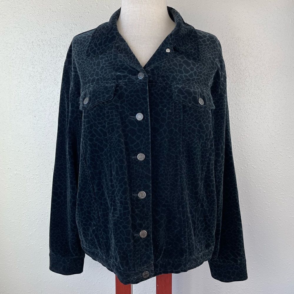 Jones New York Sport Matching Black Velour Jacket and Pants Size L EUC